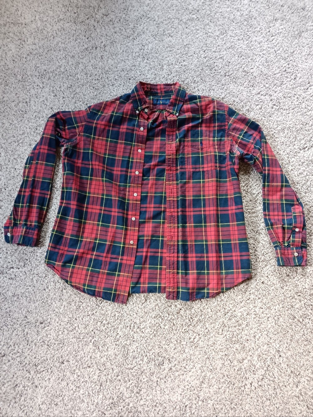 Ralph Lauren Long Sleeve Red Plaid Button Up Mens Large Long Sleeve Classic